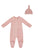 Kipp Pink Rib Wrap Footie & Beanie Set