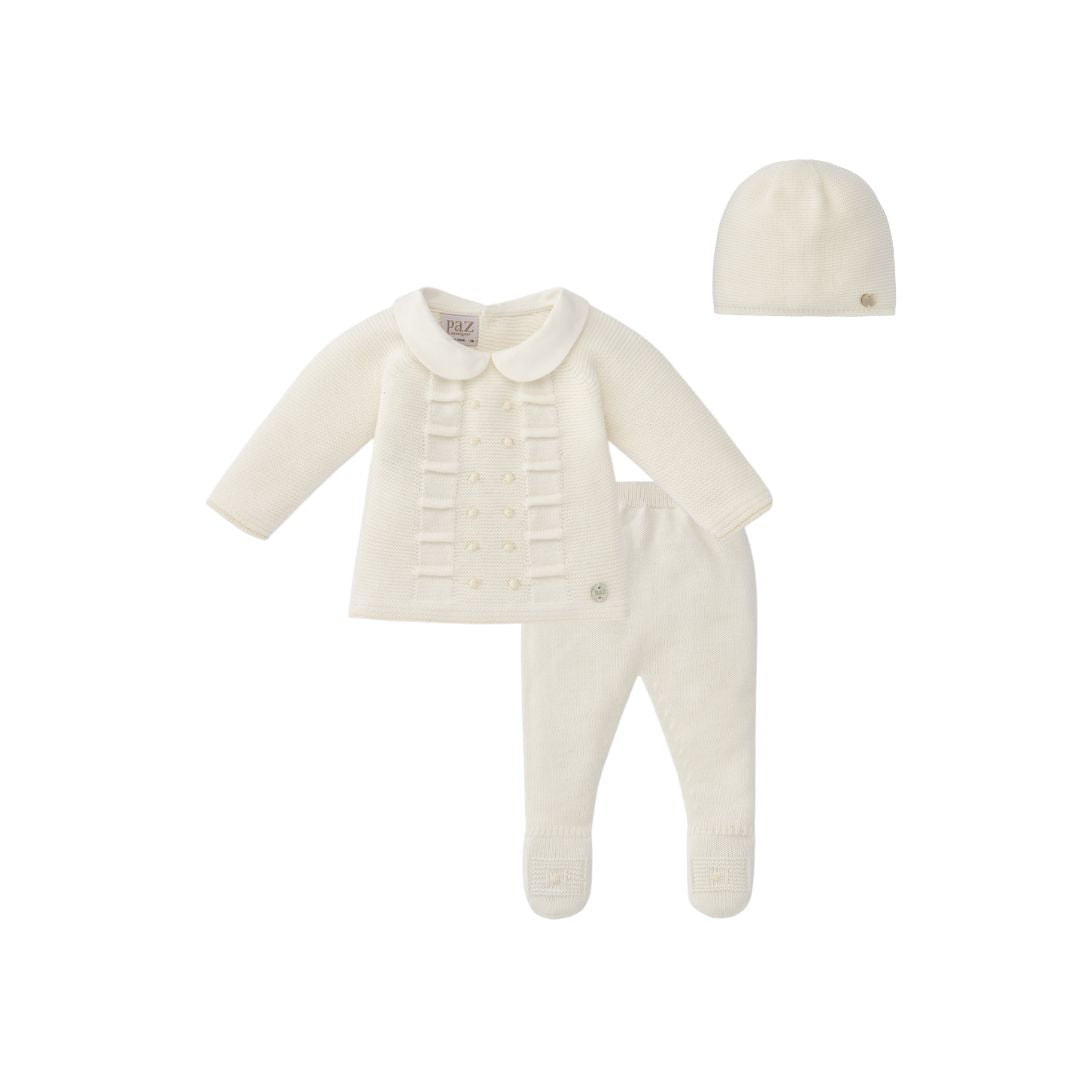 Paz Cream/Beige Knit Three Piece Set