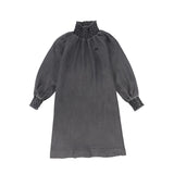 Bamboo Black Denim Smocked Neck Dress