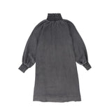 Bamboo Black Denim Smocked Neck Dress