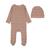 Lilette Dusty Pink Dahlia Vines Print Footie Set