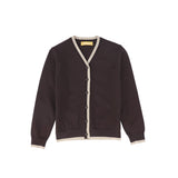 Le Bourdon Brown V-Neck Trim Cardigan
