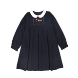 Bamboo Navy Wool Embroidered Dress