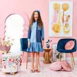 Porter Denim Colorblock Button Down Dress
