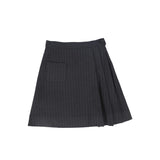 Bace Grey Striped Button Skirt