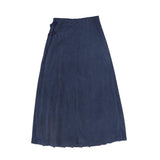 Valentina Navy Pleated Buckle Midi Skirt