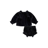 Teela Navy Crushed Velvet Set
