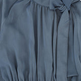 Valentina Blue Neck Tie Waisted Dress