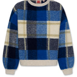 A076 Bright Blue Check Blair Sweater