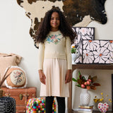 Porter Beige Knit Embroidery Dress