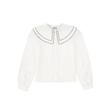 Valentina White Scallop Double Collar Blouse