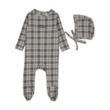 Lilette Pale Blue Tartan Print Footie Set