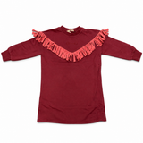 Teela Burgundy Fringe Dress