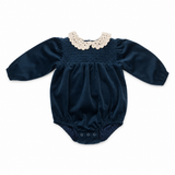 Teela Navy Velvet Romper