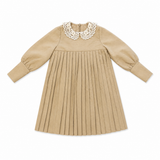 Teela Oat Wool Pleated Dress