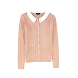 Bamboo Pink Cable Knit Collar Cardigan