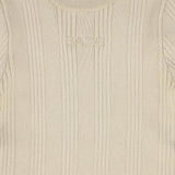 Bace Beige Ribbed Knit Embroidered Sweater