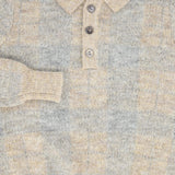 Bamboo Light Grey Plaid Knit Collar Sweater