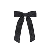 Francesca Guiliano Black Textured Taffeta Long Bow