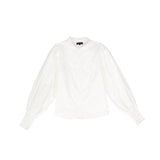Bamboo White Stitched Linen Blouse