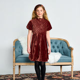 Porter Rust Basket Weave Velvet Dress