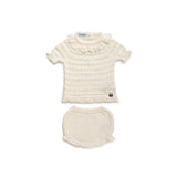 Juliana Cream Ruffle Collar Short Knit Set