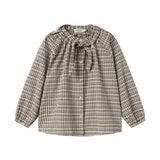 Marmar Pilot Navy Check Takari Scarf Blouse