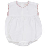 Calla Lili White/Dusty Pink Scalloped Linen Romper