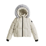 Pramie Beige Fluted Neck Bomber Coat