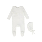Bebe Jolee White Velour Bib Collar Footie