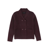 Bamboo Burgundy Knit Double Breasted Cardigan