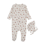 Mema White Floral Floral Printed Footie Set