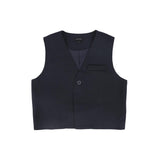 Bamboo Navy V-Neck One Button Vest