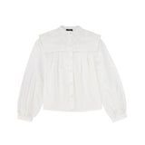 Bamboo White Embroidered Bib Blouse
