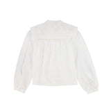 Bamboo White Embroidered Bib Blouse