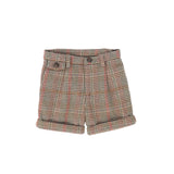 Le Bourdon Olive Houndstooth Wool Cuffed Shorts