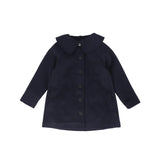 Bamboo Navy Wool Collar Swing Coat