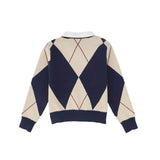 Bace Collection Navy Collared Argyle Sweater