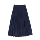 Bace Collection Blue Denim Pleat Button Maxi Skirt