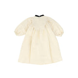Francesca Guiliano Cream Taffeta Velvet Ribbon Bib Dress