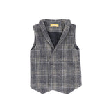Le Bourdon Grey Wool Plaid Double Breasted Vest