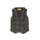 Le Bourdon Olive Wool Plaid Double Breasted Vest