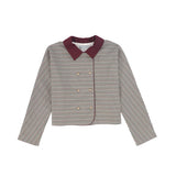 Bace Collection Burgundy Checked Wool Blazer