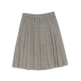 Bace Collection Burgundy Checked Pleat Skirt