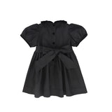 Bamboo Black Taffeta Velvet Collar Dress