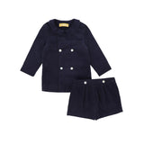 Le Bourdon Navy Corduroy Double Breasted Set