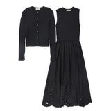 Valentina Black Knit Eyelet Jumper Set