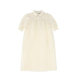 Francesca Guiliano Cream Lattice Puff Sleeve Dress