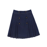 Bace Collection Blue Denim Pleat Button Skirt