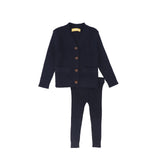 Le Bourdon Navy Quilted Knit Vest Set
